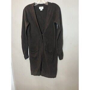 VTG Neiman Marcus 100% Cashmere longline cardigan front sloughy pockets sz small